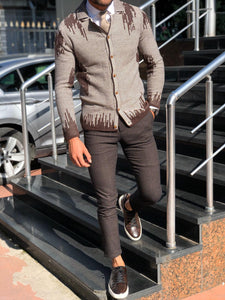 Gerry Slim-Fit Patterned Knitwear Cardigan Brown-baagr.myshopify.com-sweatshirts-BOJONI