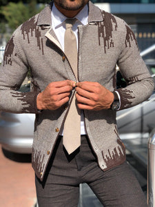 Gerry Slim-Fit Patterned Knitwear Cardigan Brown-baagr.myshopify.com-sweatshirts-BOJONI