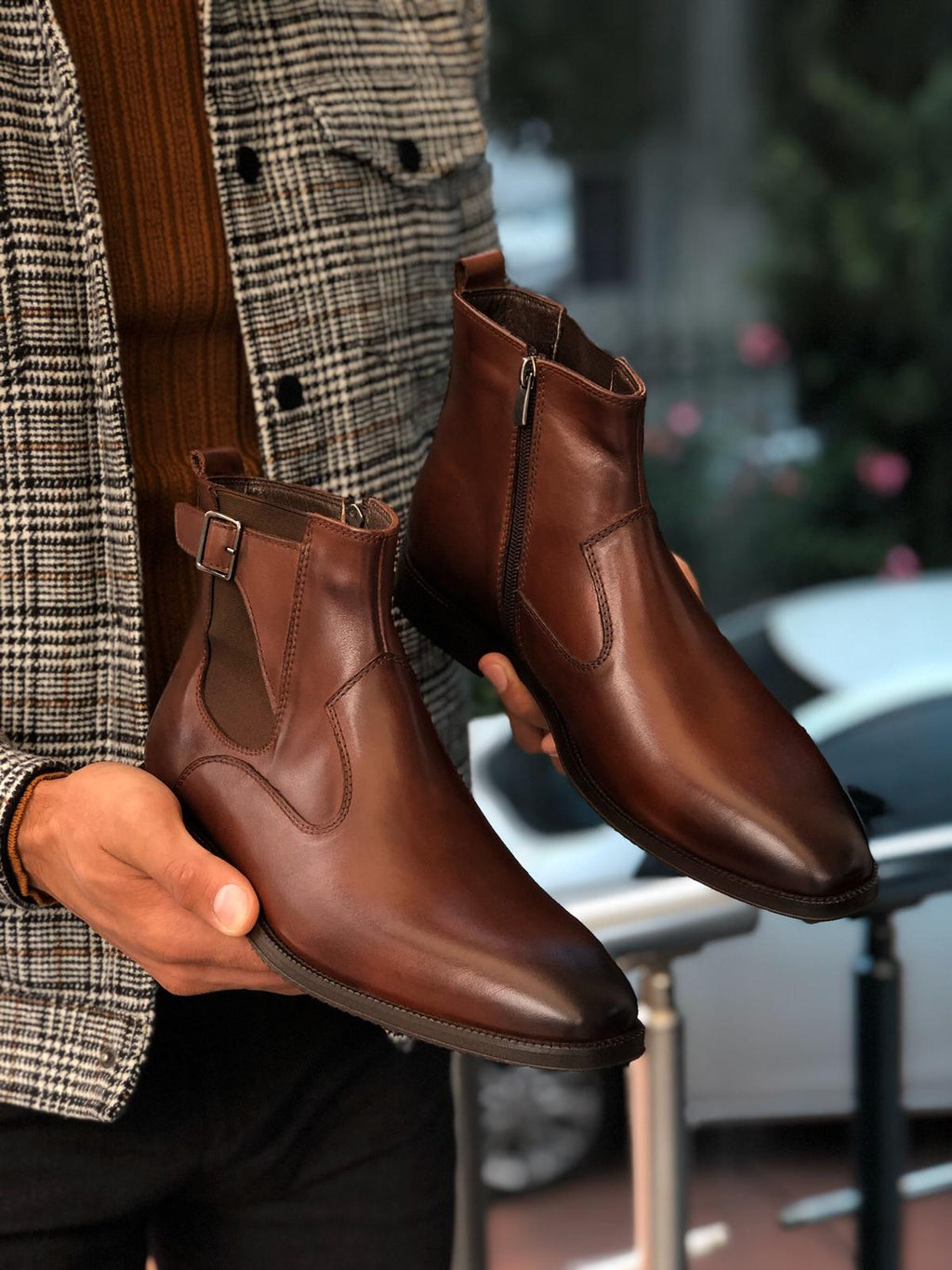Chelsea Buckle Detail With Classic Leather Boots Brown-baagr.myshopify.com-shoes2-BOJONI