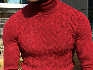 Calvin Slim-Fit Turtleneck Knitwear Red-baagr.myshopify.com-sweatshirts-BOJONI