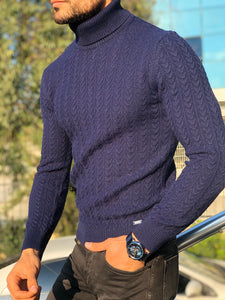 Heritage Navy Slim Fit Turtleneck-baagr.myshopify.com-sweatshirts-BOJONI