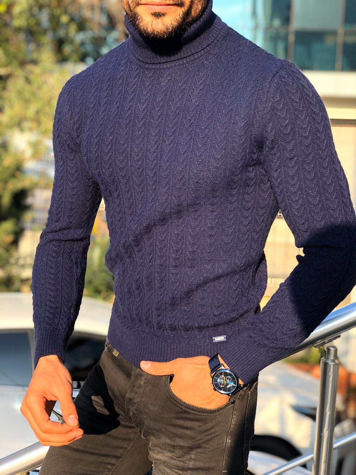 Heritage Navy Slim Fit Turtleneck-baagr.myshopify.com-sweatshirts-BOJONI