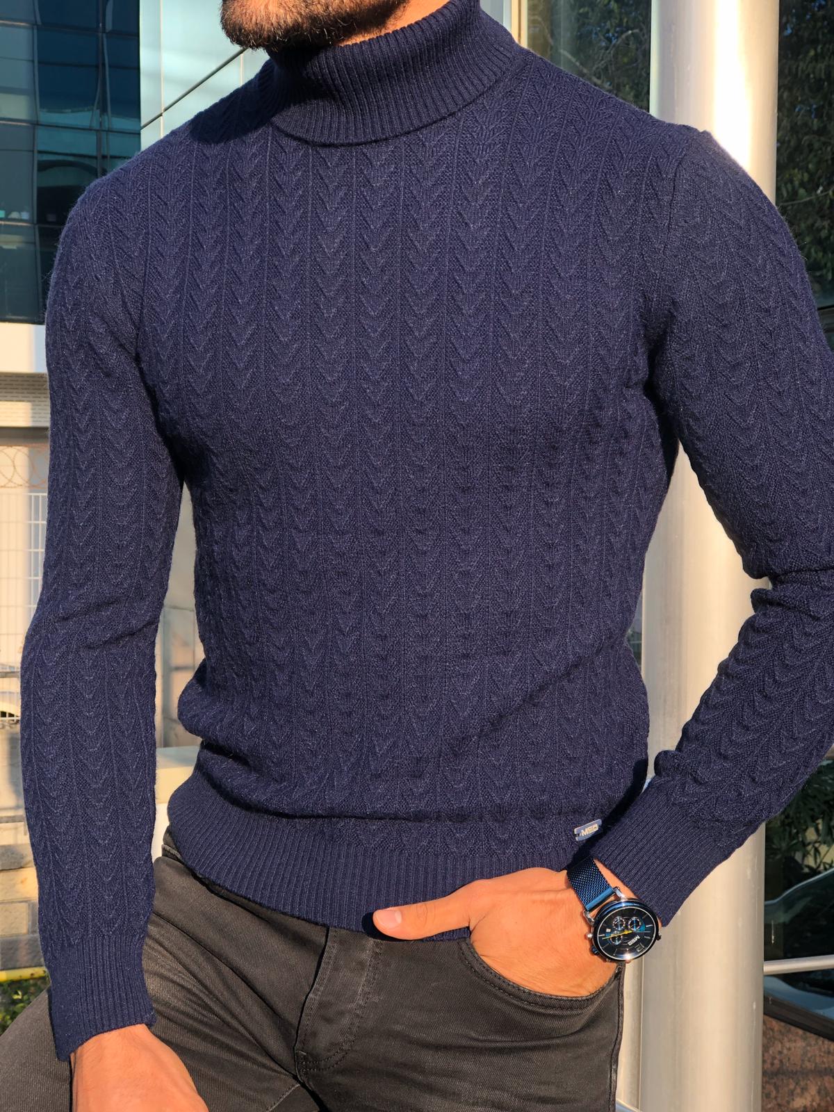 Heritage Navy Slim Fit Turtleneck-baagr.myshopify.com-sweatshirts-BOJONI