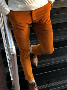 Major Slim-Fit Velvet Pants Camel-baagr.myshopify.com-Pants-BOJONI