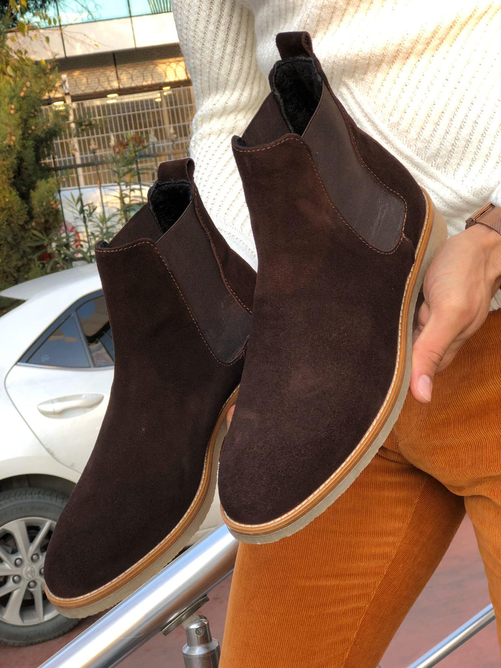 Suade Leather Classic Chelsea boots Brown-baagr.myshopify.com-shoes2-BOJONI