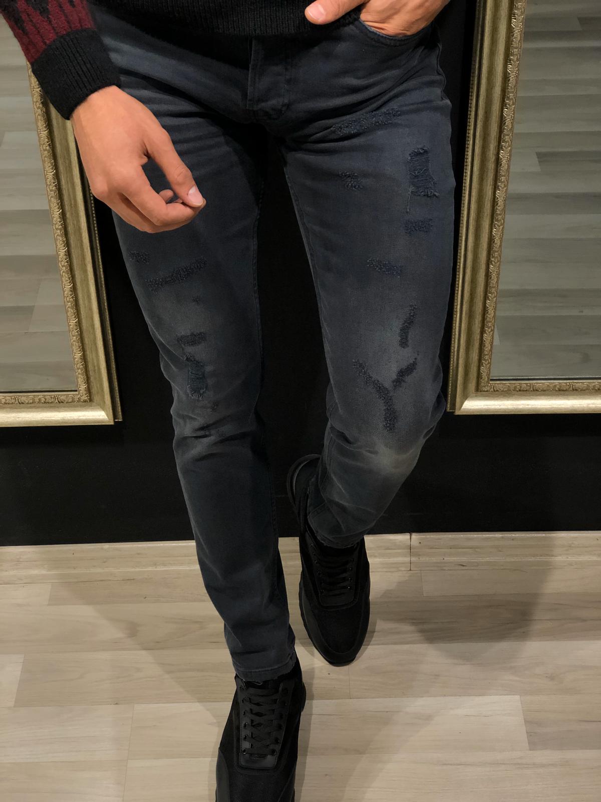 Magnum Slim-Fit Ripped Jeans Black-baagr.myshopify.com-Pants-BOJONI