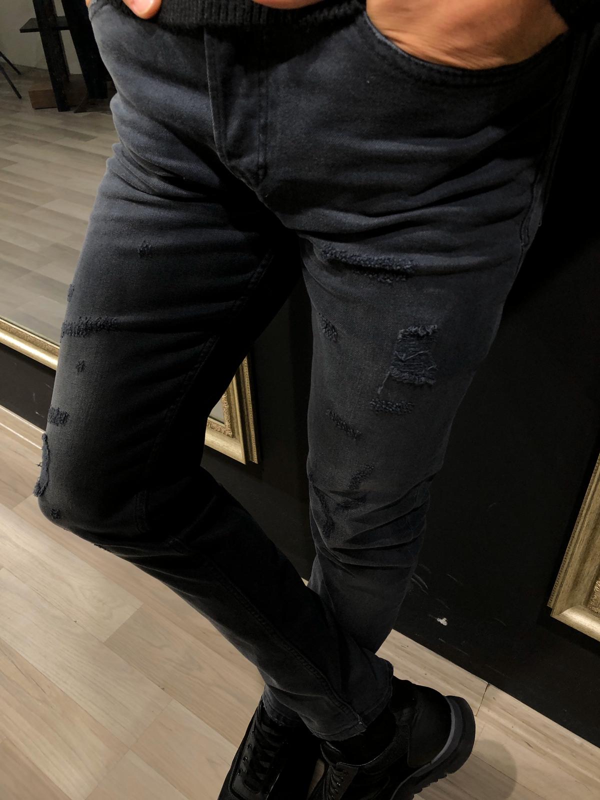 Magnum Slim-Fit Ripped Jeans Black-baagr.myshopify.com-Pants-BOJONI