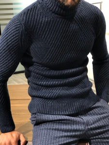 Ponto Slim-Fit Wool Turtleneck Knitwear Navy-baagr.myshopify.com-sweatshirts-BOJONI