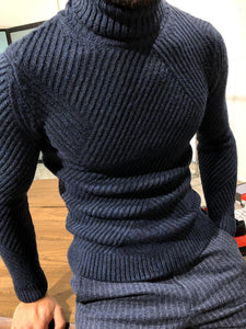 Ponto Slim-Fit Wool Turtleneck Knitwear Navy-baagr.myshopify.com-sweatshirts-BOJONI
