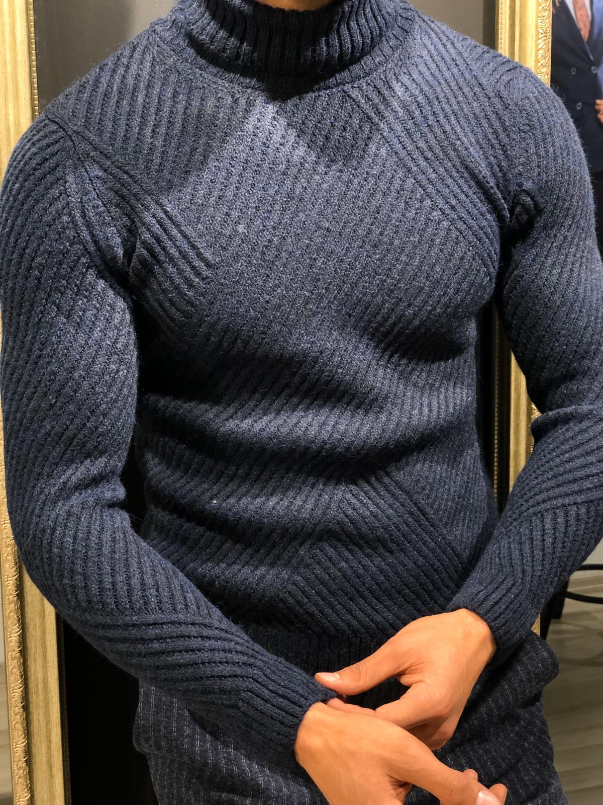 Ponto Slim-Fit Wool Turtleneck Knitwear Navy-baagr.myshopify.com-sweatshirts-BOJONI