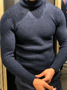 Ponto Slim-Fit Wool Turtleneck Knitwear Navy-baagr.myshopify.com-sweatshirts-BOJONI