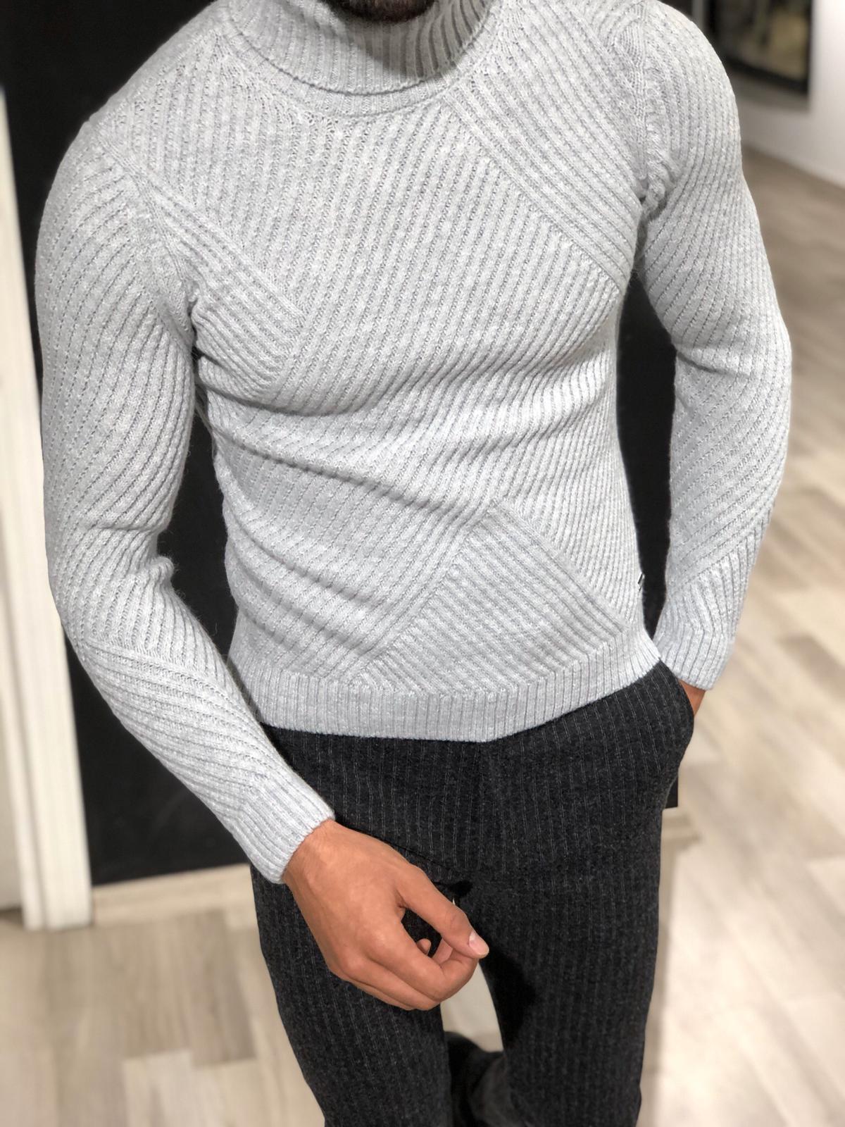 Ponto Slim-Fit Wool Turtleneck Knitwear Grey-baagr.myshopify.com-sweatshirts-BOJONI