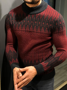 Tommy Slim-Fit Wool Half Turtleneck Knitwear Red-baagr.myshopify.com-sweatshirts-BOJONI