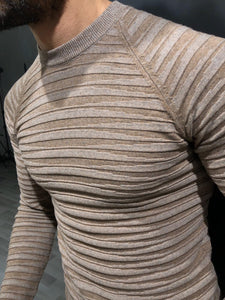 Slim-Fit Patterned Knitwear Beige-baagr.myshopify.com-sweatshirts-BOJONI
