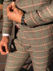 Toni Slim-Fit Plaid Suit Vest BURGUNDY-baagr.myshopify.com-suit-BOJONI