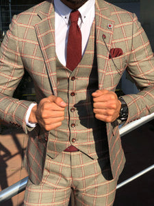 Toni Slim-Fit Plaid Suit Vest BURGUNDY-baagr.myshopify.com-suit-BOJONI