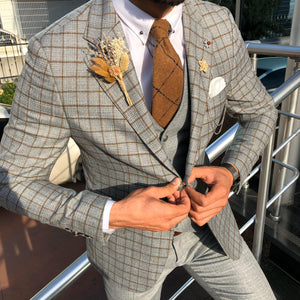 Toni Slim-Fit Plaid Suit Vest CAMEL-baagr.myshopify.com-suit-BOJONI