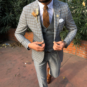 Toni Slim-Fit Plaid Suit Vest CAMEL-baagr.myshopify.com-suit-BOJONI