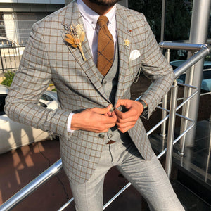 Toni Slim-Fit Plaid Suit Vest CAMEL-baagr.myshopify.com-suit-BOJONI