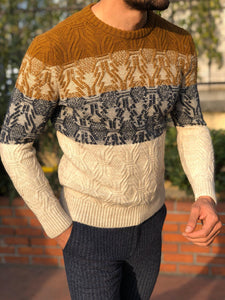 Torino Slim-Fit Wool Patterned Knitwear Beige-baagr.myshopify.com-sweatshirts-BOJONI