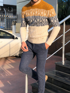 Torino Slim-Fit Wool Patterned Knitwear Beige-baagr.myshopify.com-sweatshirts-BOJONI
