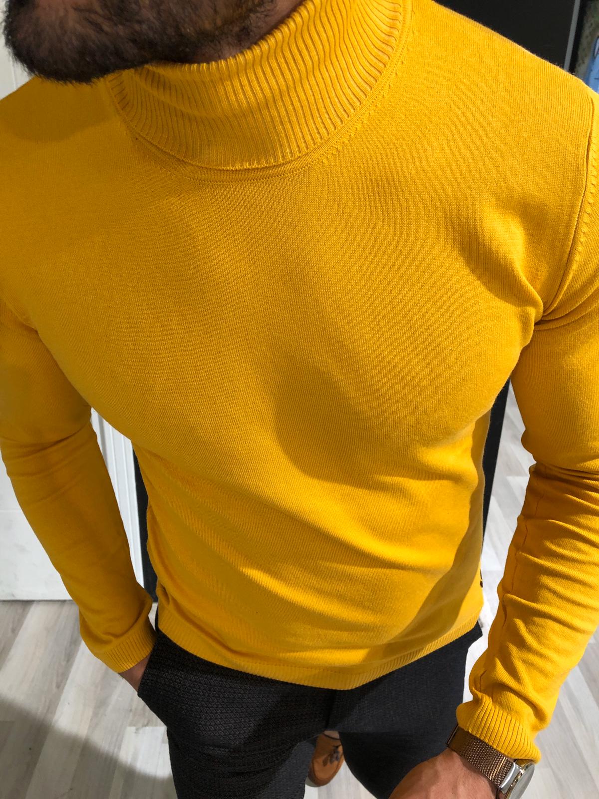 Rimini Slim-Fit Turtleneck Knitwear Yellow-baagr.myshopify.com-sweatshirts-BOJONI
