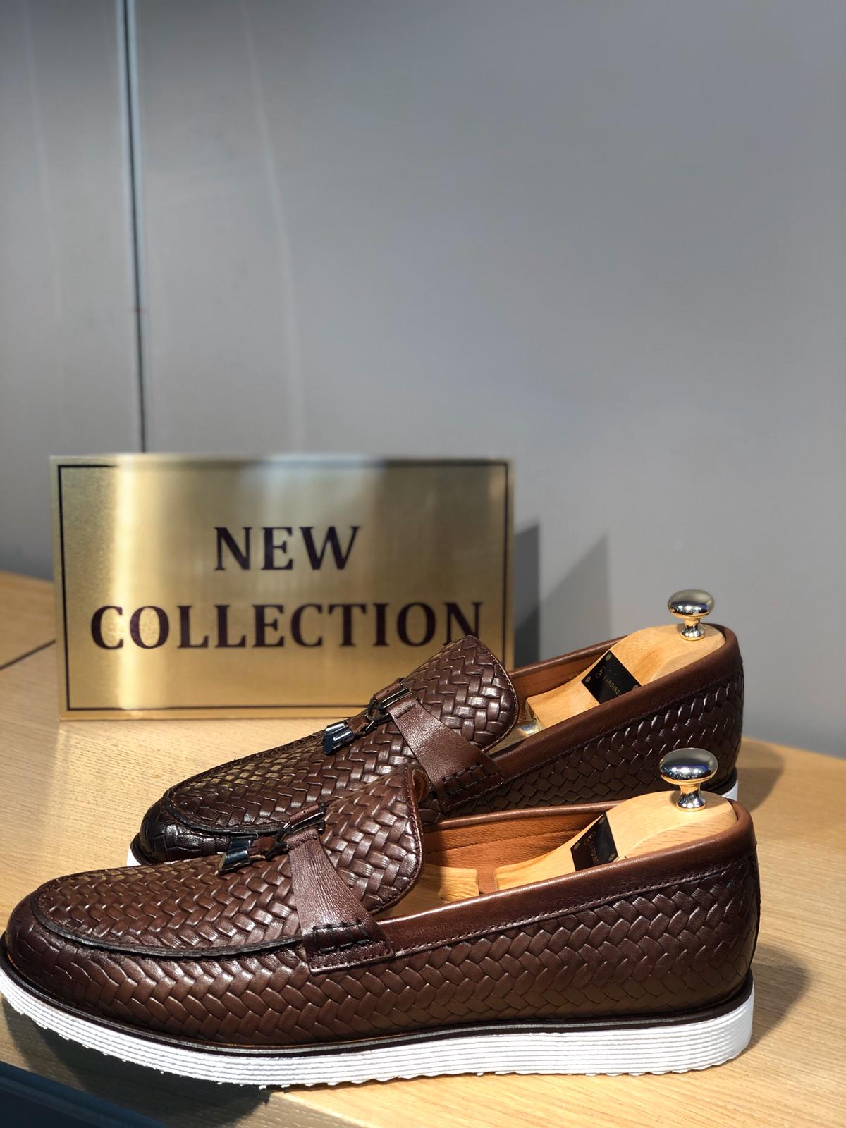 Bojoni Knitted Leather With Tassels Shoes Brown-baagr.myshopify.com-shoes2-BOJONI