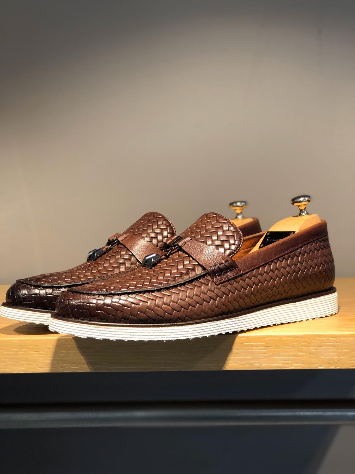 Bojoni Knitted Leather With Tassels Shoes Brown-baagr.myshopify.com-shoes2-BOJONI
