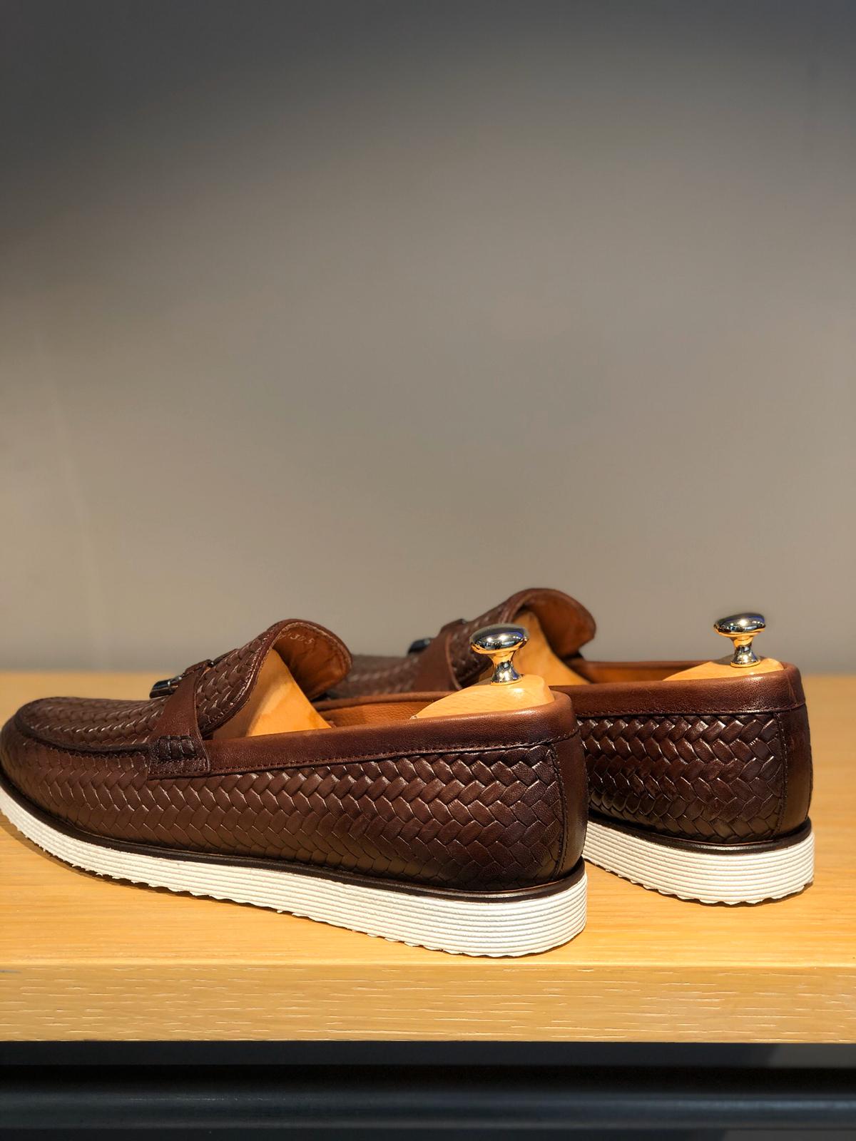Bojoni Knitted Leather With Tassels Shoes Brown-baagr.myshopify.com-shoes2-BOJONI