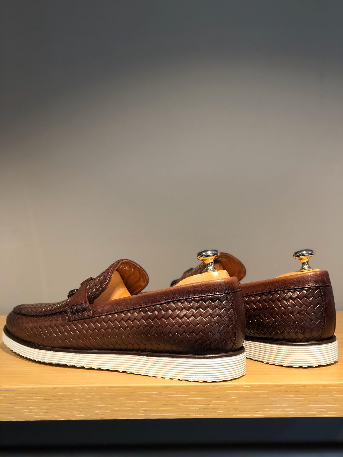 Bojoni Knitted Leather With Tassels Shoes Brown-baagr.myshopify.com-shoes2-BOJONI