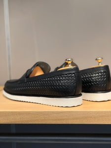 Bojoni Knitted Leather With Tassels Shoes Black-baagr.myshopify.com-shoes2-BOJONI