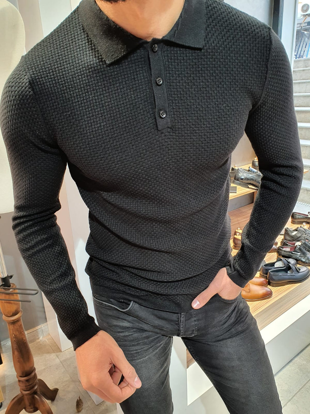 Carlos Slim-Fit Polo Sweater Black-baagr.myshopify.com-sweatshirts-BOJONI