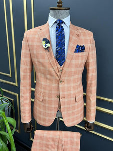 Rick Slim Fit Plaid Tile Striped Suit