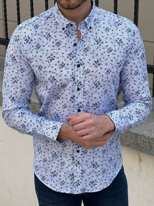 Bojoni Montebello Slim Fit High Quality Patterned Blue Shirt