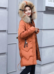 Womens Winter Puffer Coat with Faux Fur Hood