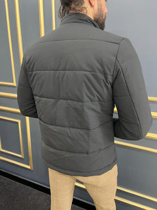 Rick Slim Fit Double Colored Black & Camel Quilted Coat