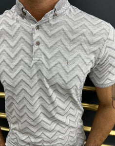 Bojoni Uluwatu Slim Fit Striped Grey Polo Tees