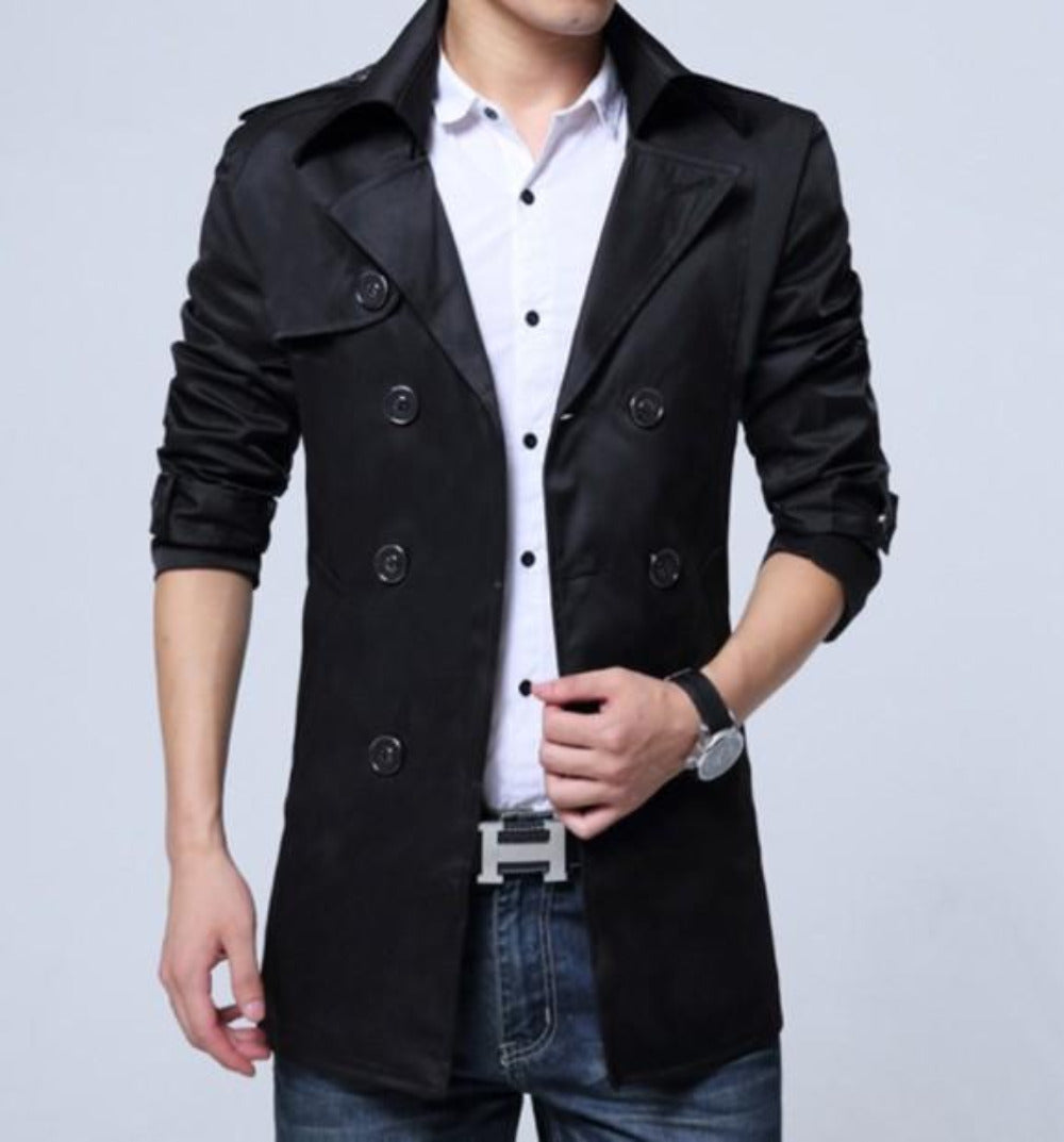 Mens Classic Double Breasted Trench Coat