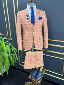 Rick Slim Fit Plaid Tile Striped Suit