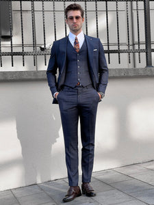 Louis Slim Fit Plaid Navy Business Suit