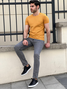 Bojoni Montebello Slim Fit High Quality Short Sleeve Saffron Tees