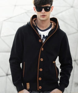 Mens Cardigan Style Hoodie with Elbow Patch Design