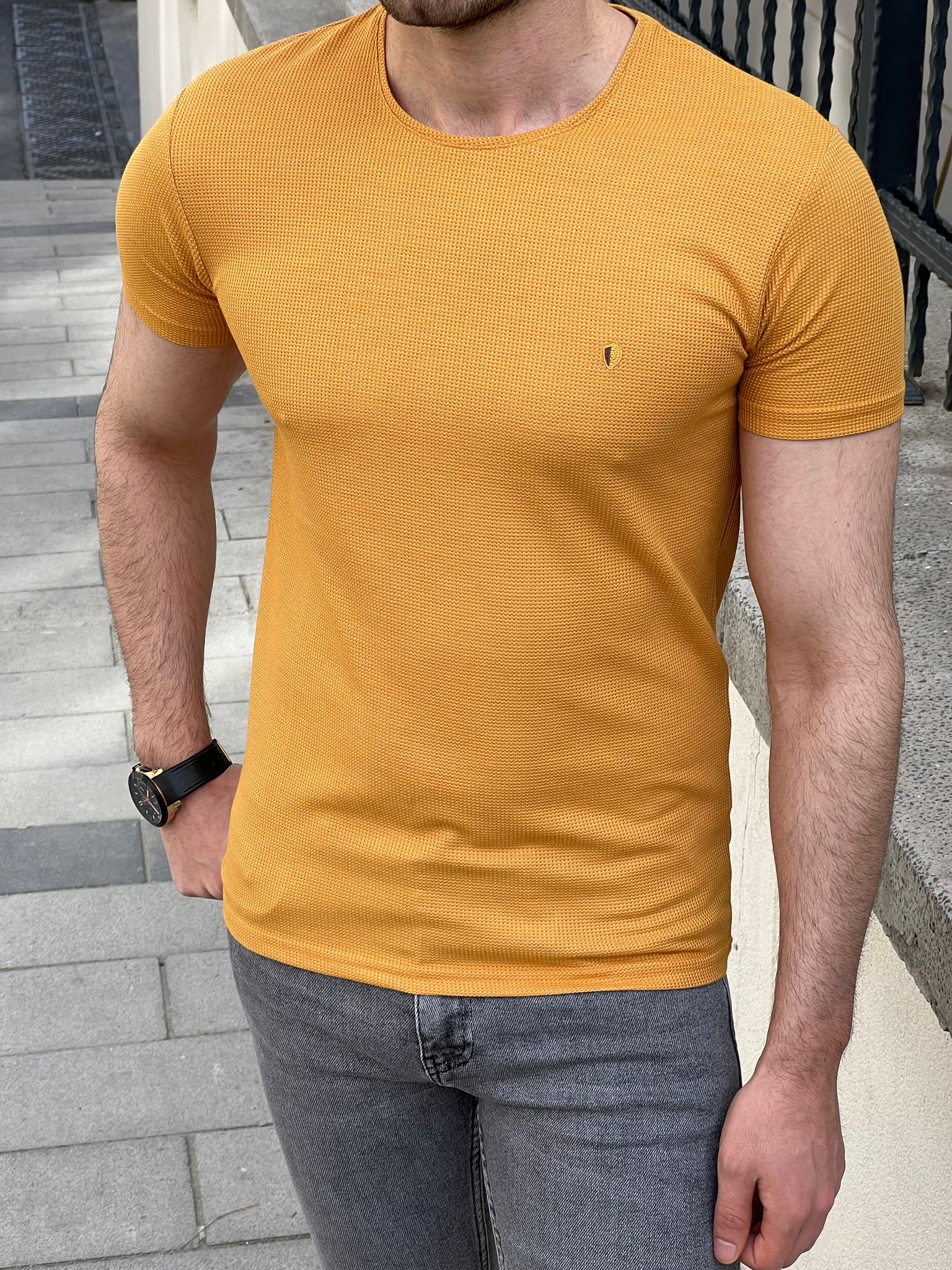 Bojoni Montebello Slim Fit High Quality Short Sleeve Saffron Tees