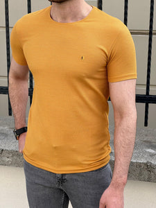 Bojoni Montebello Slim Fit High Quality Short Sleeve Saffron Tees