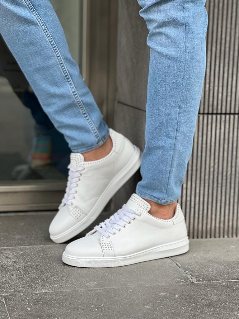 Benson Staple Detailed Eva Sole White Sneakers