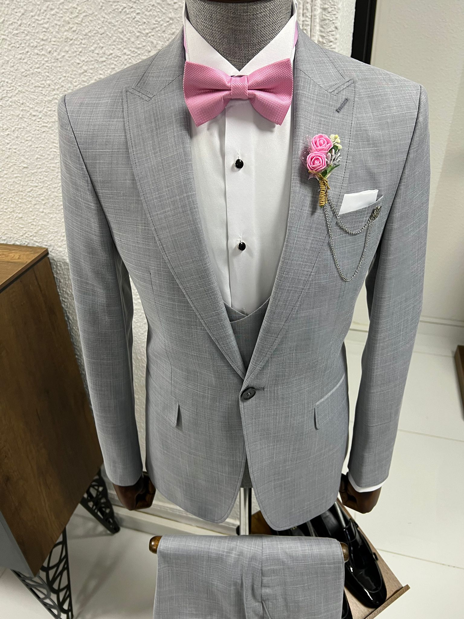 Louis Slim Fit High Quality Grey Business Suit