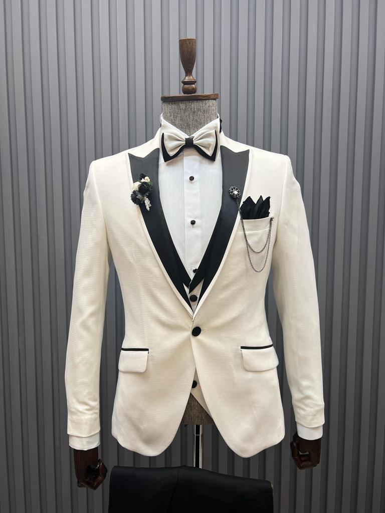 Bojoni Tommy Slim Fit White Tuxedo