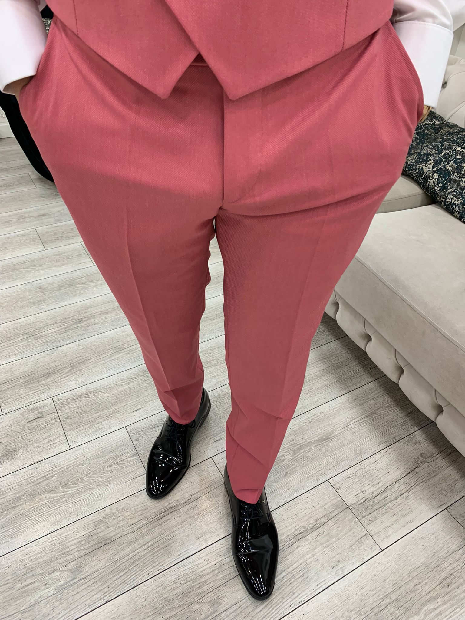 Bojoni Tishko Pink Velvet  Slim Fit Tuxedo