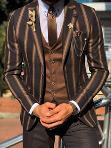 Lazi Slim-Fit Striped Suit Vest Brown-baagr.myshopify.com-suit-BOJONI