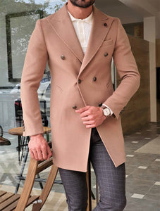 Forenzax Beige Slim Fit Wool Long Coat-baagr.myshopify.com-Jacket-BOJONI